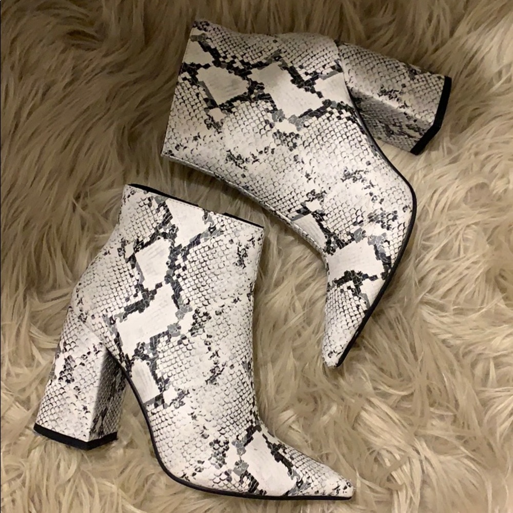 Snakeskin booties